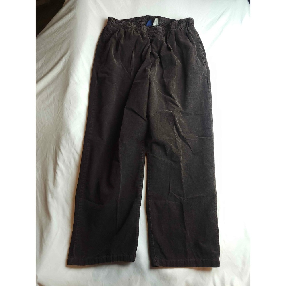 Basic Editions Mens Brown Corduroy Elastic‎ Waist Pants XL Relaxed Fit